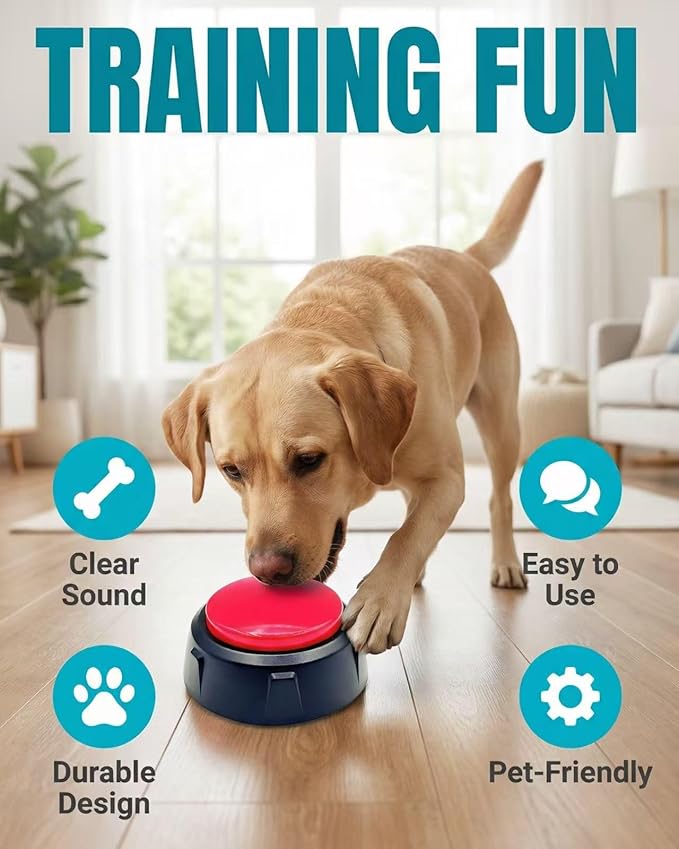 Dog Buttons for Communication, Recordable Button for Dog Starter Training, 30-Second Clear Speech Recording Pet Talking Buttons for Cats and Dogs, Non-Verbal Kids Speech Aid(Red, Colour)
