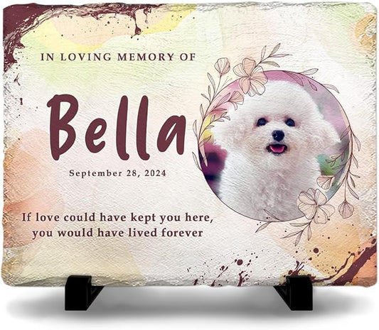 Dog Memorial Stone - Personalized Plaque in Loving Memory of Dogs, Pups - Unique Background Color Stones with Custom Pet Photo for Sympathy Gift - You Would Have Lived Forever