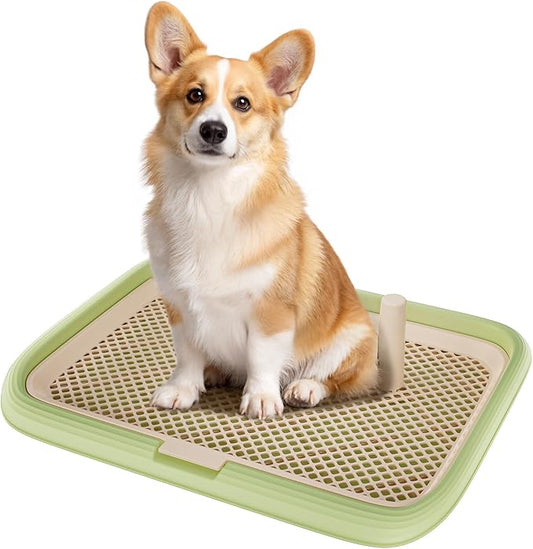Dog Potty Tray, 23.6"x17.68" Indoor Pet Pee Pad Holder,Puppy Training Holder,Bathroom Dog Litter Box, Pet Toilet for Small and Medium Dogs,Housebreaking Supplies, Pet Products (Green)
