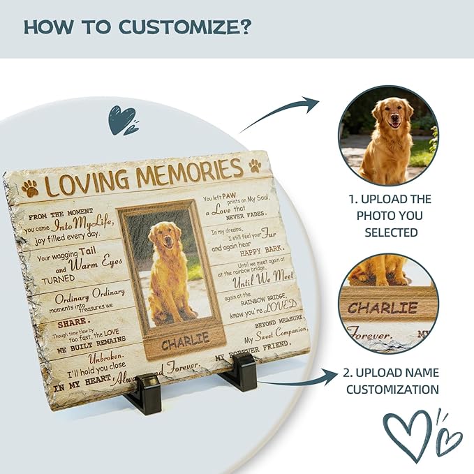 Goodoo Dog Memorial Gifts for Loss of Dog, Personalized Pet Memorial Stone Plaque, Sympathy Gift for Pet Lovers, Changing Colorful Background to Paint Loving Memory, Garden Decor