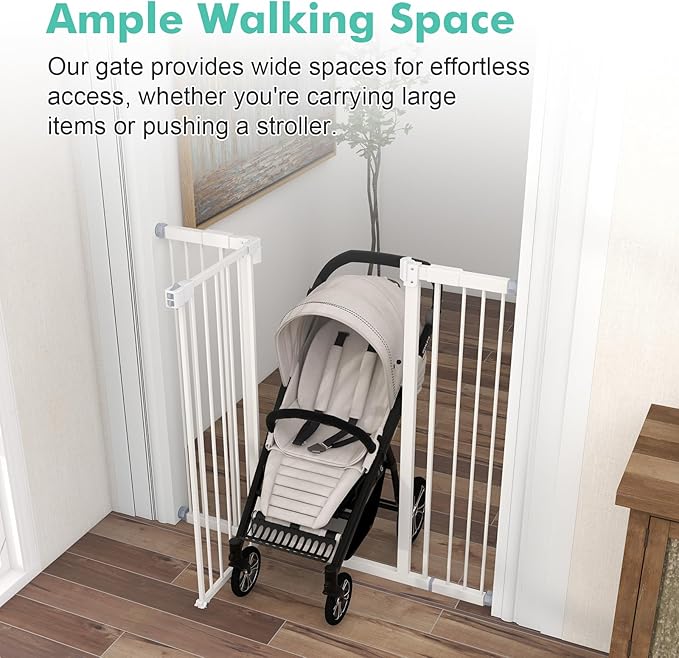 Kinfant 41'' Baby Gate for Stairs, Dog Gate Indoor, Extra Tall Pressure Mounted Baby Gate, Walk Thru Child Gate with Door, Fits Between 29.1" and 44.9" Child Safety Gate, Easy Assembly