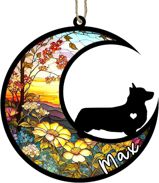 Personalized Dog Memorial, Custom Name Corgi (Black) Dog Christmas Ornament with Name, Custom Breeds, Pet Loss Light Catcher, Gifts for Lovers Loss of Pet Sympathy on Mothers Day Christmas