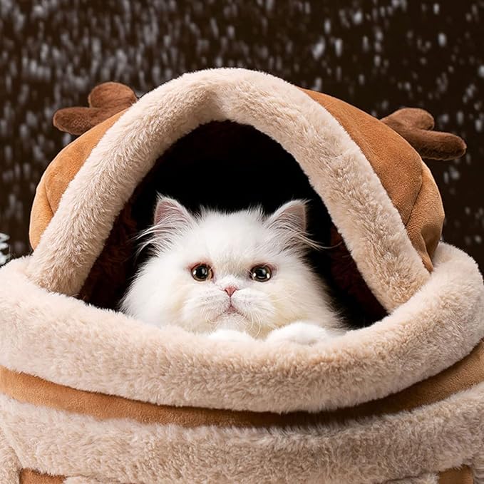 Dog Carrier Cage Winter Warm Cat Travel Bag Portable Carrier Backpack Shoulder Bag Plush Carrier with Top Opening
