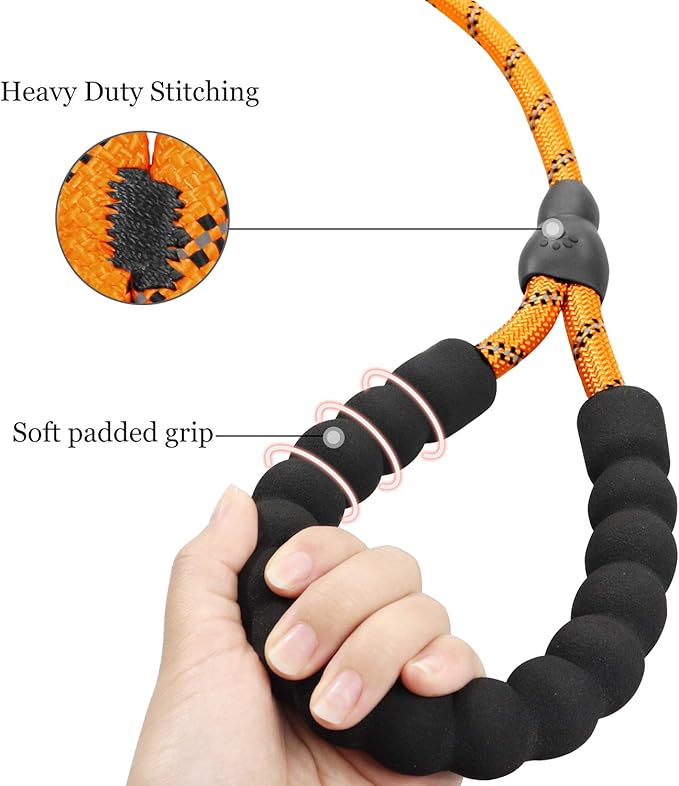 TagME Slip Leads for Dogs that Pull, 6 FT No-Pull Training Leash with Lock, Escape-Proof Design, Reflective & Padded Handle for Small Dogs, Orange