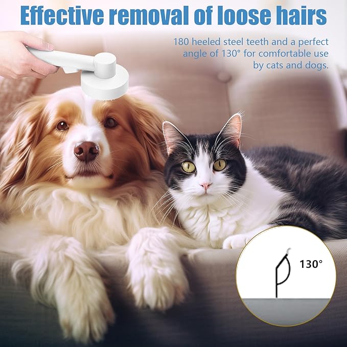 Self Cleaning Dog Brush for Shedding，2-in-1 Skin Friendly Grooming Tool with Round Cake Design, Gentle Deshedding Brush for Dogs Cats Rabbits Long Short Hair Pets | Easy Clean (Blue)