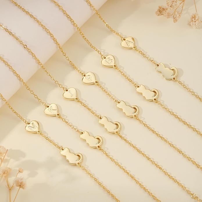 Dog Easter Mom Gifts for Dog Lover Initial Bracelet for Women with Heart Adjustable Pet Paw Gold Bracelets for Women Non Tarnish Memorial Gift for Pet Lover Birthday Jewelry