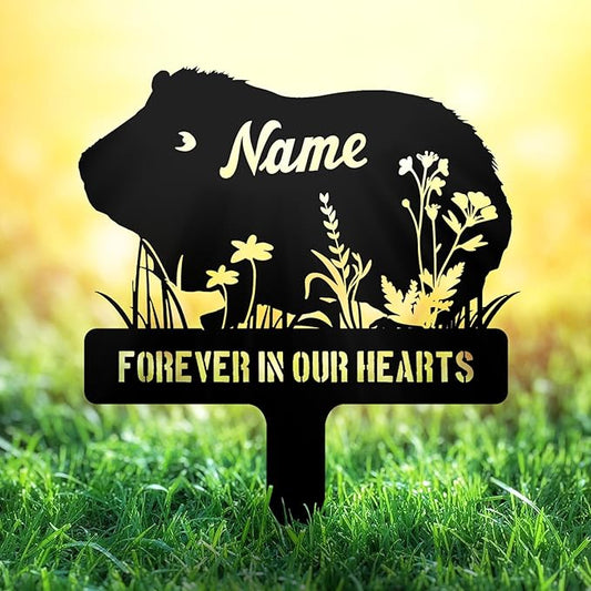 Personalized Metal Guinea Pig Memorial Stake – Custom Pet Grave Marker Tombstone Outdoor Garden Sign, Guinea Pig Remembrance Plaque, Graveside or Yard Sympathy Sign Decor, Pet Loss Gifts