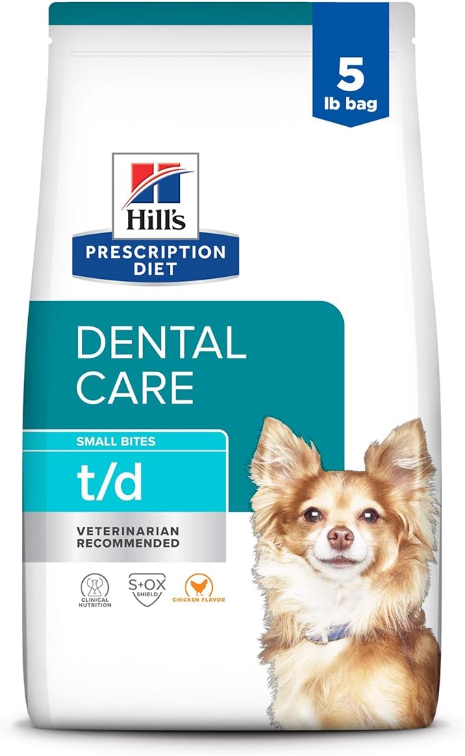 Hill's Prescription Diet t/d Dental Care Small Bites Chicken Flavor Dry Dog Food, Veterinary Diet, 5 lb. Bag