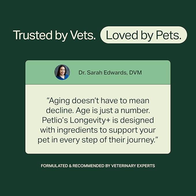 Longevity+ Dog Health Supplement - Dog Vitamins and Supplements for Joint, Muscle, Immune, and Cognitive Health - Vet-Formulated and Made in the USA - for Small Dogs 24 lbs or Less - 30 Day Supply