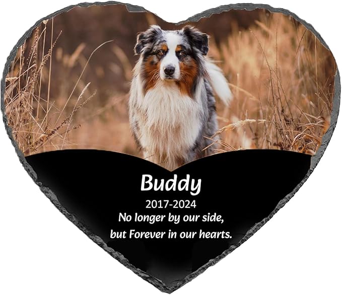 Personalized Pet Memorial Stone - Dog Memorial Stone Dog Headstones Pet Memorial Gifts for Dogs Pet Rock Dog Grave Markers Outdoor Dog Memorial Gifts for Loss of Dog (No Wreath)