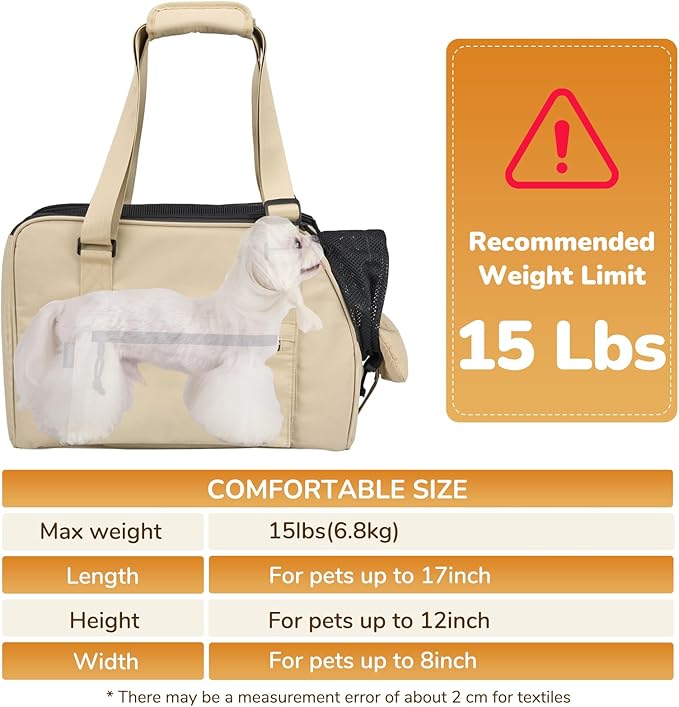 Upgraded Dog Purse Carrier for Small Dogs up to 15lbs, Versatile Pet Bag with a Big Pocket, Breathable Mesh & Comfortable Strap, Lightweight Purse Carrier for Regular Outings, Travel, and Vet Visits