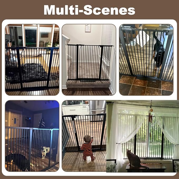 40.55" Extra Tall and Wide Baby Gate, 71.3-74 in Gates for Dogs Indoor with Door, Walk Through Long Pet Gate for Large Openings, Pressure Mounted Child Safety Gate for House Kid, Black