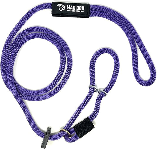 Mad Dog Products Easy Leader Dog Leash 1/2" x 4' Purple Signature Rope - Made in USA
