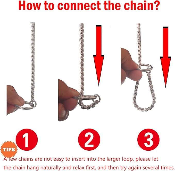 Heavy Duty Dog Choke Collar Slip Dog P Chain Snake Collar Plating Anti-Rust Dog Training Collars for Small Large Dogs Black/Gold/Silver/Rose Gold 15.5in-29.5in (19.5in, Silver)