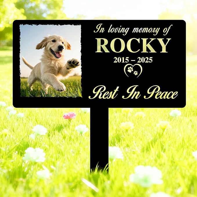 Custom Metal Dog Grave Marker Stake, Personalized Pet Headstones for Dogs, Outdoor Garden Pet Cemetery Metal Sign, Gogs Memorial Gifts, Dog Name Sign for Yard Cemetery