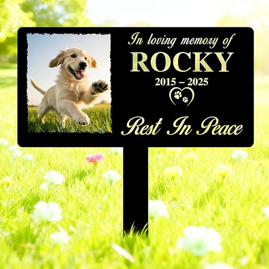 Custom Metal Dog Grave Marker Stake, Personalized Pet Headstones for Dogs, Outdoor Garden Pet Cemetery Metal Sign, Gogs Memorial Gifts, Dog Name Sign for Yard Cemetery