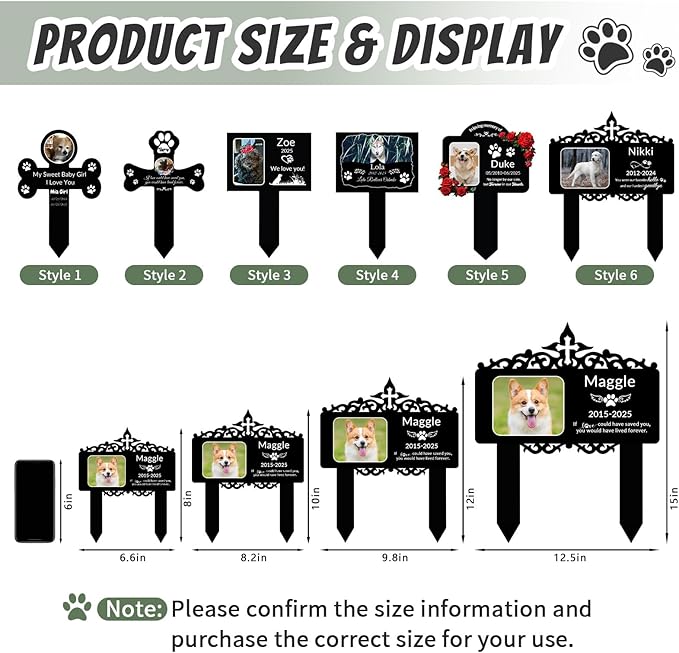 Custom Pet Grave Markers Dog Outdoor, Personalized Pet Grave Marker with Name and Date, Weatherproof Dog Headstone for Graves Outdoor Garden Yard, Pet Tombstones Sympathy Gift for Pet Loss