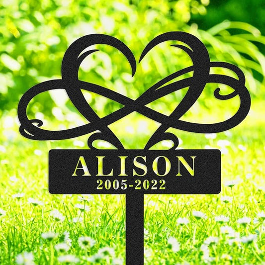 Personalized Metal Cat Dog Memorial Stake Grave Marker, Custom Pet Memorial Infinity Grave Markers Garden Stake with Heart, Customized Dog Memorial Plaque Yard Garden Sign with Stake