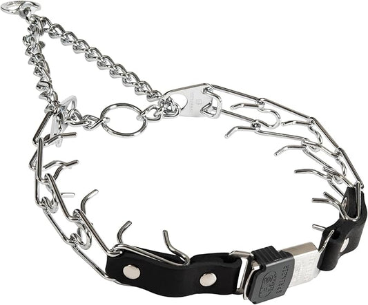 Herm Sprenger 3mm Prong Collar for Dog Training with Adjustable Length & Easy Quick Release Cliclock & Swivel Ring for Large Dogs (20-26" Neck)