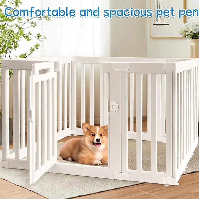 XPIY Dog Playpen – 25Inch Tall Plastic Puppy Fence Playpen with Door for Medium and Small Dogs, Safe Indoor & Outdoor XL Big Pet Puppy 12-Panel Play Pen