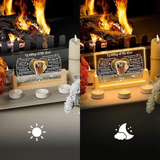 Bemaystar Personalized Pet Memorial Gifts - in Memory of Dog Night Lights, Custom Dog Memorial Gifts for Loss of Dog, Pet Loss Gifts, Memorial Plaques for Dogs, Pet Vertical Memorial Gifts