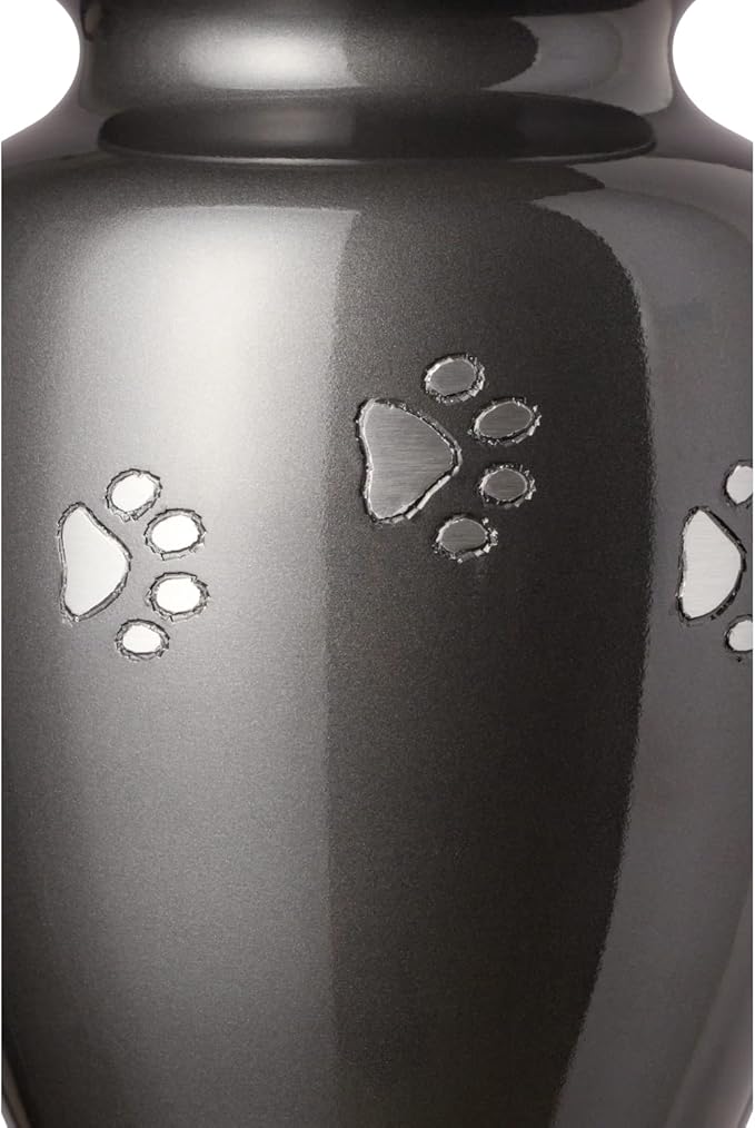 Ottillie Paws Legacy Series Pet Urn for Dogs, Handmade Aluminum Memorial Cremation Urn (X-Large - Pets up to 170 lbs, Slate, Horizontal Pewter Paws)