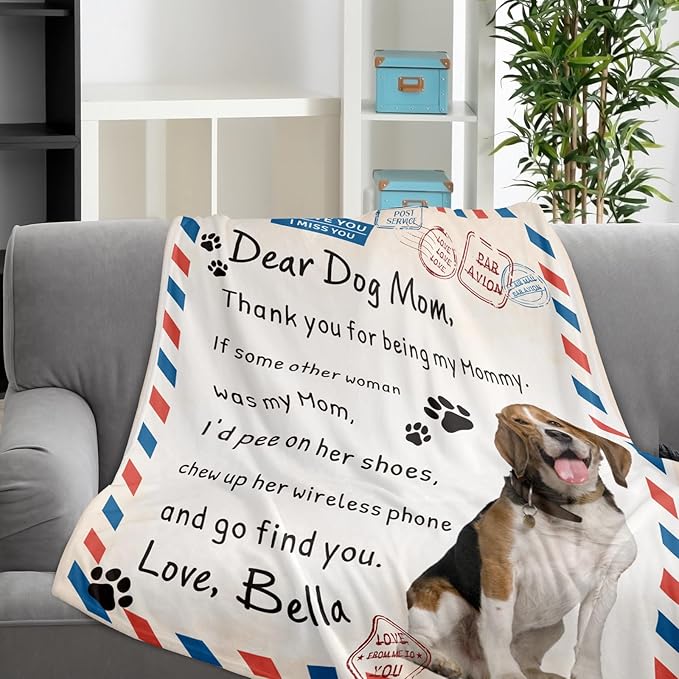 Generic Personalized Pet Memorial Throw Blanket, Custom Dog Cat Photo & Name, Customized Pet Memorial Gifts, Remembrance Gift for Dog Mom Dad