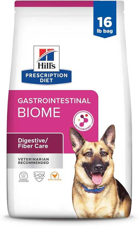 Hill's Prescription Diet Gastrointestinal Biome Digestive/Fiber Care Dry Dog Food, Chicken, 16 lb. Bag