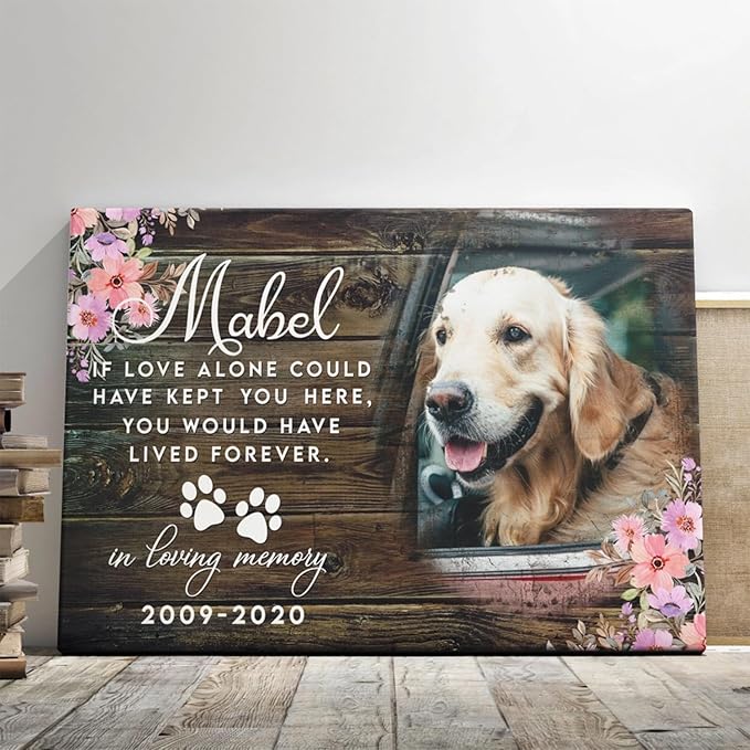 Dem Canvas Personalized Dog Memorial Wall Art, Custom Pet Photo Canvas Prints (12x08)