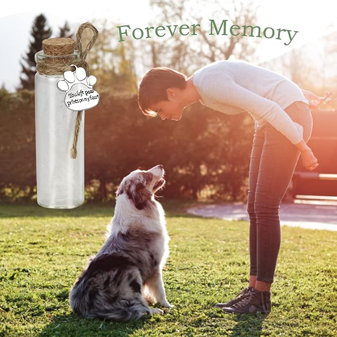 Pet Hair Memorial Bottle,Glass Vial for Ashes Or Hair Dog Or Cat Keepsake Pet Loss Gift (2pcs Bottle)