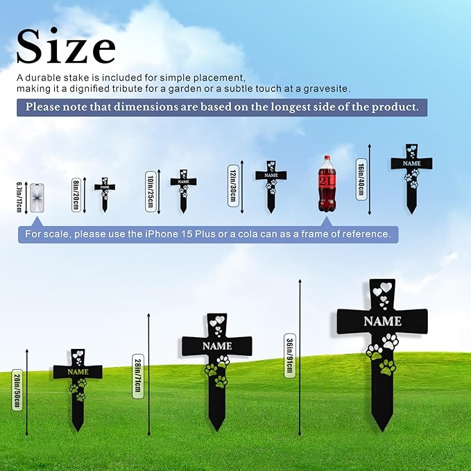 Custom Dog Grave Markers Outdoor, Personalized Pet Grave Marker Stake Dog Memorial, Outdoor Weatherproof Pet Cemetery Cross Sign, Personalized Dog Memorial Gifts for Loss of Dog