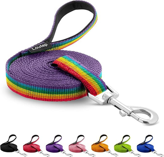 Dog Training Leash - Long Line for Recall & Obedience, Nylon Training Lead with Padded Handle, 15 ft / 20 ft / 30 ft / 50 ft / 100 ft - Long Leash for Dogs Outside, Small/Medium/Large