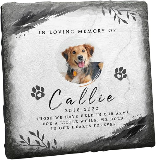 Pet Memorial Gifts - Personalized Dog, Cat Memorial Stones - Bereavement Gifts for Loss of Pet - Garden Marker - Square Shaped Memorial Plaque - Pet Remembrance Gift Dog