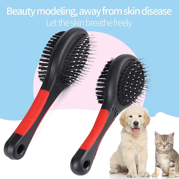 KUIDAMOS Groomer's Best Small Combo Brush,Dual-Sided Action Dog Grooming Combo Brush for Pets,Versatile Brushes for Grooming Dogs(L)