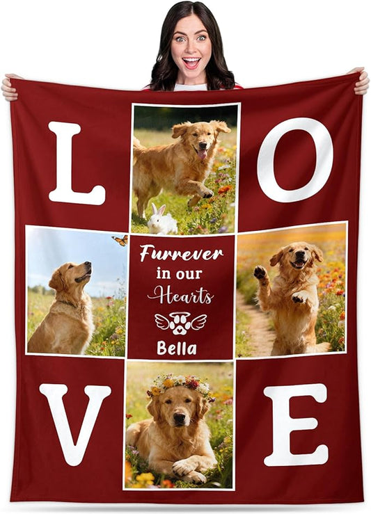 Pet Memorial Blanket Gift - Personalized Dog Memorial Blankets, Pet Sympathy Gifts for Loss of Dogs for Pets Lovers, Dog Bereavement Passing Away Gift, Custom Dogs Blanket (G)