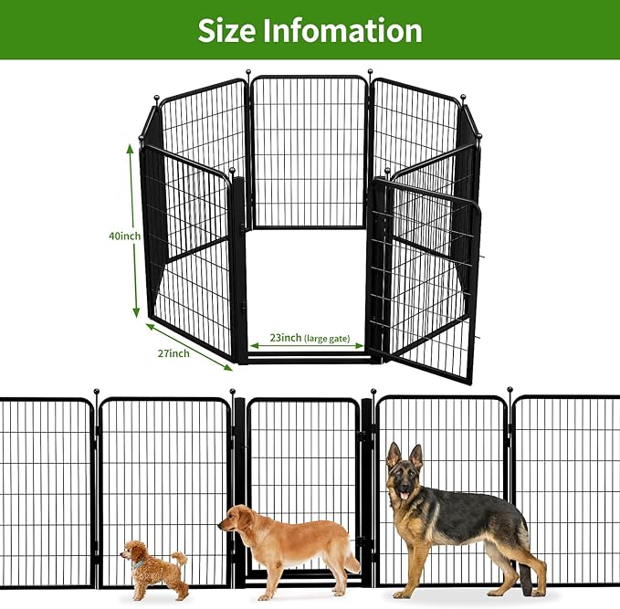 Dog Playpens with Low Threshold Gate, 40 Inch 28 Panels Heavy Duty Outdoor Dog Play Pen, RV Camping Yard Indoor Puppy Playpen Portable Pet Pen Fence for Large/Medium/Small Dogs
