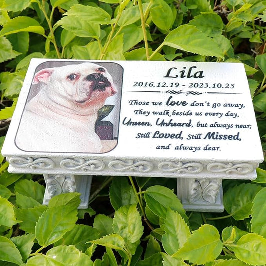 Personalized Memorial Bench for Pet Human, Custom Pet Memorial Stone with Colorful Photo, Pet Grave Marker Dog Headstone Cat Tombstone, Loss of Pet Gifts, Memorial Garden Plaque