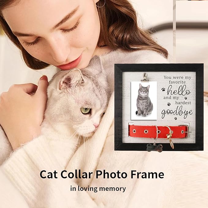 Dog Collar Memorial Picture Frame with Paw Print, Loss of Dog Sympathy Gift, Pet Bereavement Photo Frame for Dog Cat, Condolence Gift for Pet Lovers