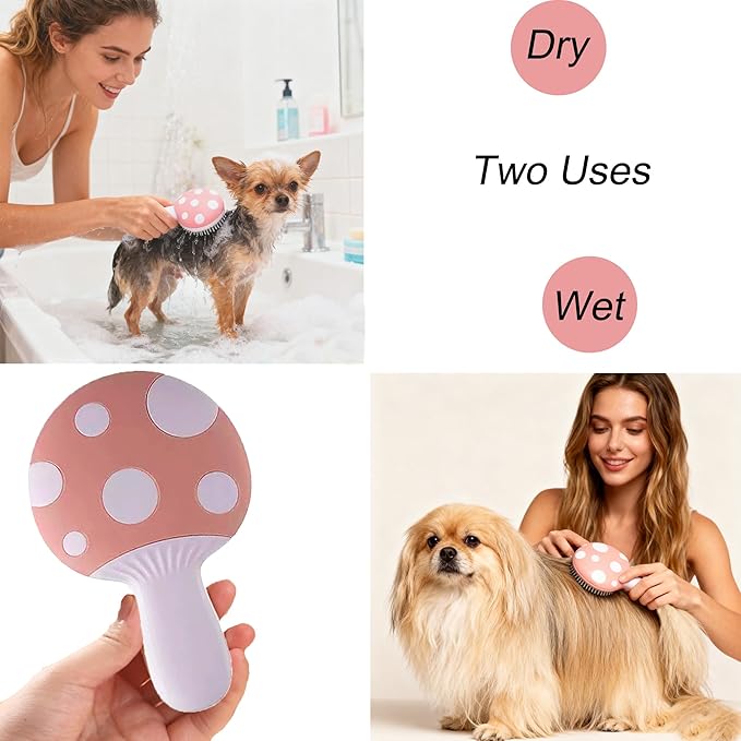 Small Dog Grooming Brush,Mushroom Shaped Puppy Brush Detangling Dog Hair Brushes for Wet or Dry - Perfect for Shih Tzus,Yorkies,Maltipoos - Ideal Puppy Hair Brushes for Maltese Small Breeds (Green)