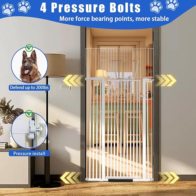 71 inch Extra Tall Gate Pet Gate,29.92"-49" Extra Wide Pressure Mounted,Cat Gates for Stairs, Kitchen,Doorways (White)