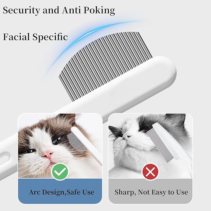 Precision Tear Stain Comb for Small Dogs Cats Face Eye Gunk Removal Tool ，Fit Yorkie, Shih Tzu, Maltese, Maltipoo, Pomeranian, Puppy Starter Kit, Pet Supplies (White-4 Pack)