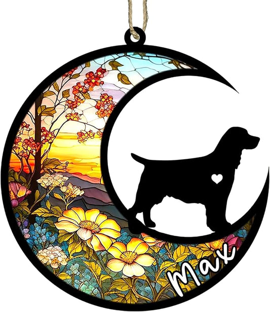 Personalized Dog Memorial, Custom Name English Springer Spaniel Dog Christmas Ornament with Name, Custom Breeds, Pet Loss Light Catcher, Gifts for Lovers Loss of Pet Sympathy on Mothers Day Christmas
