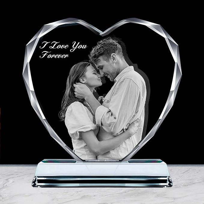 Emoragifou Custom Picture Crystal Frames, Personalized Gifts For Boyfriend Girlfriend, Christmas Customized Anniversary Birthday Gift For Women Mom Him Her Dad Wife, Romantic Memorial Wedding Gifts