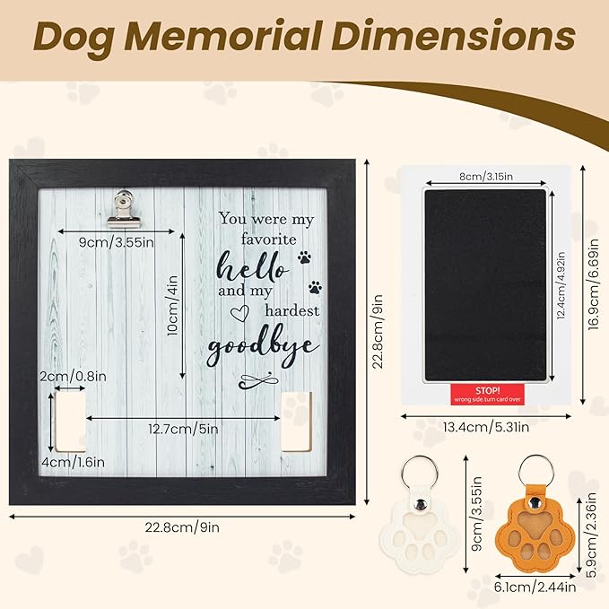 Dog Memorial Gifts for Loss of Dog,Pet Memorial Frame with Collar Holder,with 2 Pcs Paw Keys and Paw Print,Condolence Gift for Pet Lovers