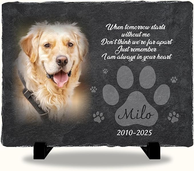 Personalized Dog Memorial Stone for Dog Memories | Pet Memorials for Dogs with Photo | Custom Plaque Stone for Furry Friend Loss | Beloved Pet Memorial Stones for Dogs Personalized Gifts Pets