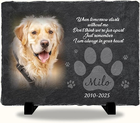 Personalized Dog Memorial Stone for Dog Memories | Pet Memorials for Dogs with Photo | Custom Plaque Stone for Furry Friend Loss | Beloved Pet Memorial Stones for Dogs Personalized Gifts Pets