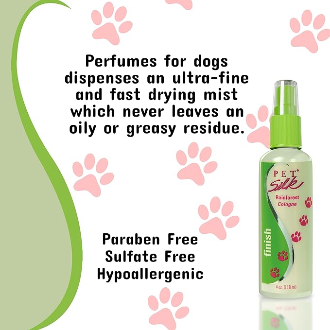 Pet Silk Rainforest Spray Cologne 11.6oz, Deodorizing Body Perfume & Condtioner, Clean/Fresh Light Florard Scent for Pet Grooming needs for Dogs, Cats and more!