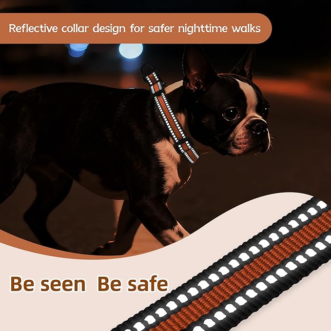 Martingale Collar for Dogs Reflective Collar with Quick Release Buckle, Adjustable Nylon Collars for No Slip Dog Collar, Orange, S