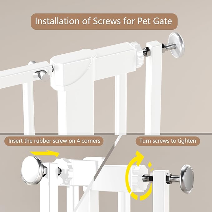 55.1" Extra Tall Cat Gate for Doorways, Dog Gate Indoor for Stairs/Hallways/Kitchen, 34-38.1" Wide Include 4.13" Extension Kits, No Drilling Auto Close High Pressure Mounted, White