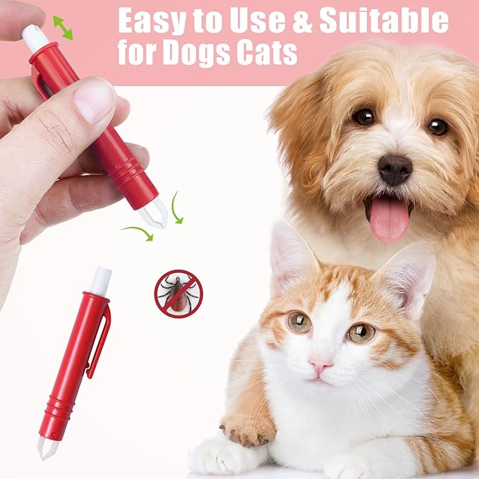 Tick Remover Tool Kit, Stainless Steel Tick Tweezers + Remover Tick Key, 4 Pack Quick & Safe Tick Twister Removal Tools for Dogs Cats Humans